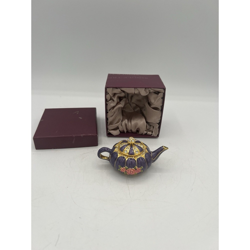 🍃 Vintage Single-Tree Teapot Trinket Box – Handcrafted Porcelain Keepsake Item